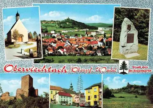 AK / Ansichtskarte Oberviechtach Kirche Panorama Gedenkstein Burgruine Maibaum 