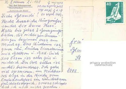 AK / Ansichtskarte Bad Schussenried Kurklinik am Wald