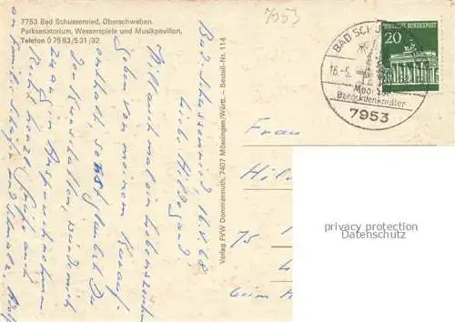AK / Ansichtskarte Bad Schussenried Parksanatorium Wasserspiele Musikpavillon