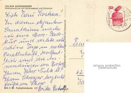 AK / Ansichtskarte Bad Schussenried Parksanatorium mit Zellerseebad und Zellerhof