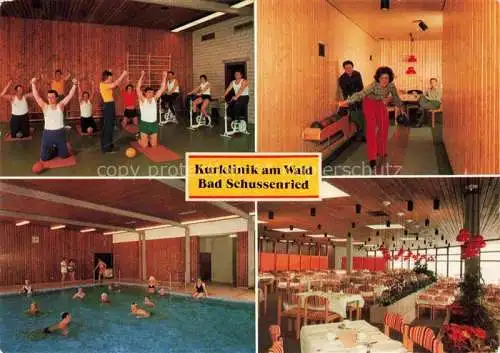 AK / Ansichtskarte Bad Schussenried Kurklinik am Wald Gymnastikraum Kegelbahn Hallenbad Speisesaal