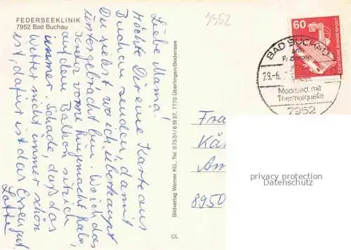 AK / Ansichtskarte Bad Buchau Federsee Biberach BW Federseeklinik Speisesal Hallenbad Aufenthaltsraum Moorheilbad