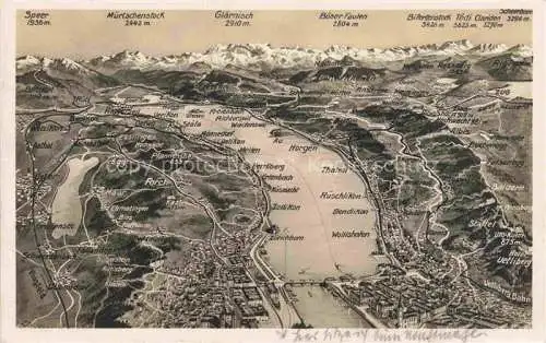 AK / Ansichtskarte ZueRICH  ZH Panoramakarte mit Zuerichsee