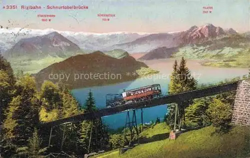 AK / Ansichtskarte Rigibahn Zahnradbahn Eisenbahn SZ mit Schnurtobelbruecke