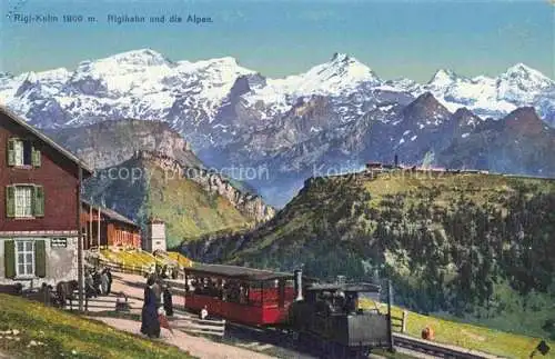 AK / Ansichtskarte Rigi Kulm 1798m SZ Rigibahn mit Alpen