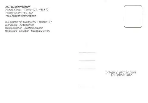 AK / Ansichtskarte Kleinaspach Aspach BW Hotel Sonnenhof Gastraum