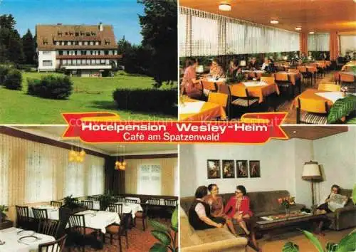 AK / Ansichtskarte Wuestenrot Hotel Pension Wesley Heim Cafe am Spatzenwald Gastraeume