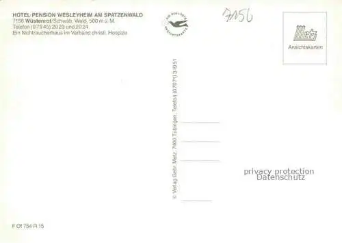 AK / Ansichtskarte Wuestenrot Hotel Pension Wesleyheim am Spatzenwald Gastraeume