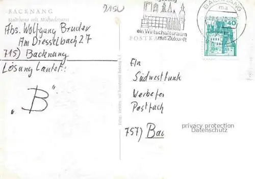 AK / Ansichtskarte Backnang BW Stadthaus mit Michaelsturm