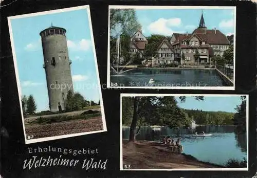 AK / Ansichtskarte Welzheim BW Feuersee Wasser und Aussichtsturm Kaisersbach Ebnisee