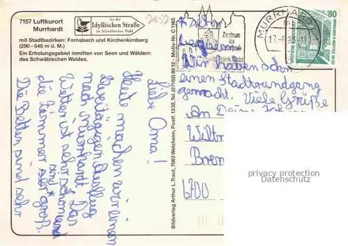 AK / Ansichtskarte Murrhardt Walterichskirche Rathaus Kirchenkirnberg Walterichskapelle Waldsee Hoerschbach Wasserfall