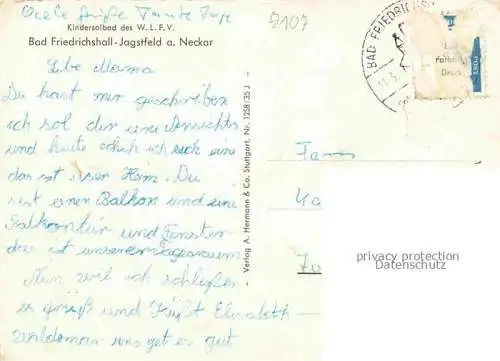 AK / Ansichtskarte Jagstfeld Bad Friedrichshall BW Uferpartie am Neckar Binnenschiffahrt Kindersolbad des W.L.F.V.