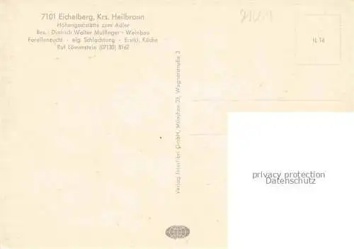 AK / Ansichtskarte Eichelberg Obersulm Hoehengaststaette zum Adler Gastraum