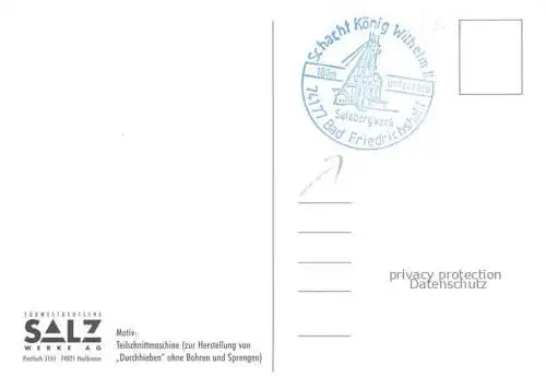 AK / Ansichtskarte Kochendorf Bad Friedrichshall BW Salzbergwerk Teilschnittmaschine