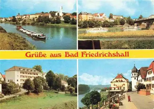 AK / Ansichtskarte Bad Friedrichshall Partie am Neckar Binnenschiffahrt Frachtkahn Fahrgastschiff Hotel Restaurant Schoene Aussicht