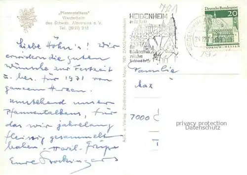AK / Ansichtskarte HEIDENHEIM Brenz BW Pfannentalhaus Wanderheim des Schwaebischen Albvereins