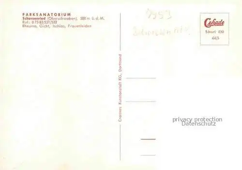 AK / Ansichtskarte Bad Schussenried Parksanatorium Speisesaal