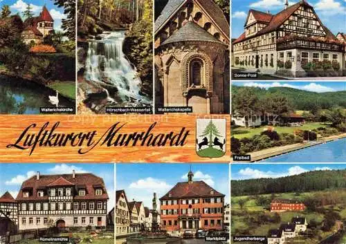 AK / Ansichtskarte Murrhardt Walterichskirche Hoerschbach Wasserfall Sonne Post Freibad Ruemelinsmuehle Marktplatz Jugendherberge