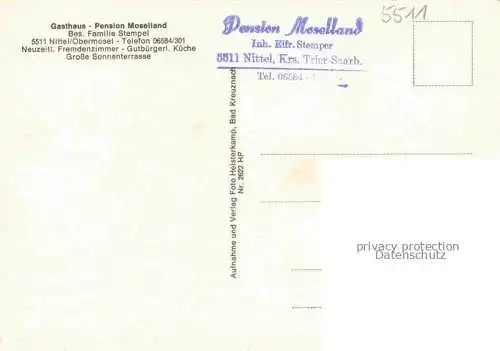 AK / Ansichtskarte Nittel Trier-Saarburg Rheinland-Pfalz Gasthaus Pension Moselland Gastraeume