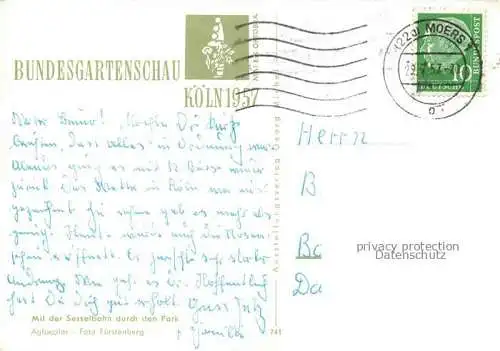 AK / Ansichtskarte BUGA Bundesgartenschau Koeln Sesselbahn Park