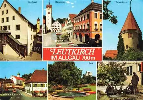 AK / Ansichtskarte Leutkirch Kornhaus Marktplatz Pulverturm Park Gaenselieselbrunnen