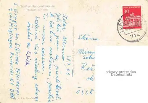 AK / Ansichtskarte Marbach  Neckar Fliegeraufnahme mit Schiller Nationalmuseum