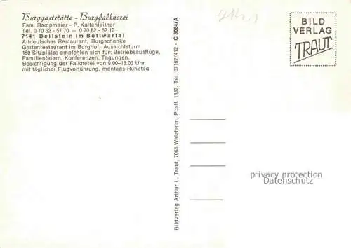 AK / Ansichtskarte Beilstein Wuerttemberg Burggaststaette Burgfalknerei