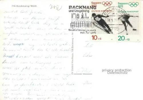 AK / Ansichtskarte Backnang BW Rathaus Murrpartie mit Stiftskirche Stadtturm Schwimmbad Telefunkenwerke Michaels Stadtturm