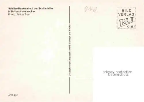AK / Ansichtskarte Marbach  Neckar Schiller Denkmal auf der Schillerhoehe