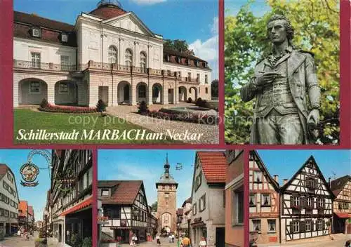 AK / Ansichtskarte Marbach  Neckar Museum Schiller Denkmal Strassenpartien Torturm