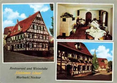 AK / Ansichtskarte Marbach  Neckar Restaurant Weinstube Goldener Loewe Gastraum