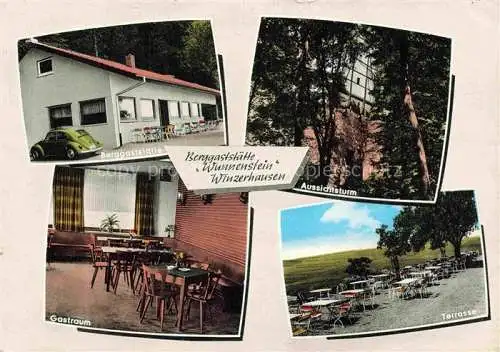 AK / Ansichtskarte Winzerhausen Berggaststaette Wunnenstein Aussichtsturm Gastraum Terrasse