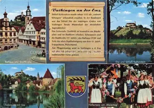 AK / Ansichtskarte Vaihingen Enz Rathaus Stadtkirche Schloss Kaltenstein Enzpartie Floessertanz am Maientag