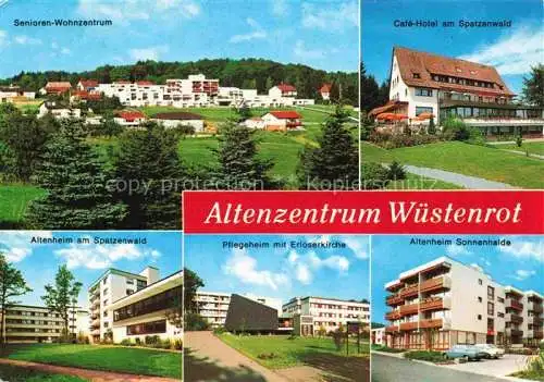 AK / Ansichtskarte Wuestenrot Senioren Wohnzentrum Gaestehaus Wesleyheim Altenheim am Spatzenwald Pflegeheim mit Erloeserkirche Altenheim Sonnhalde