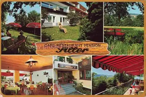 AK / Ansichtskarte Vorderbuechelberg Spiegelberg Cafe Restaurant Pension Siller Gastraeume Terrasse Garten