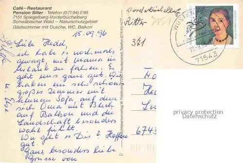 AK / Ansichtskarte Vorderbuechelberg Spiegelberg Cafe Restaurant Pension Siller Gastraeume Terrasse Garten