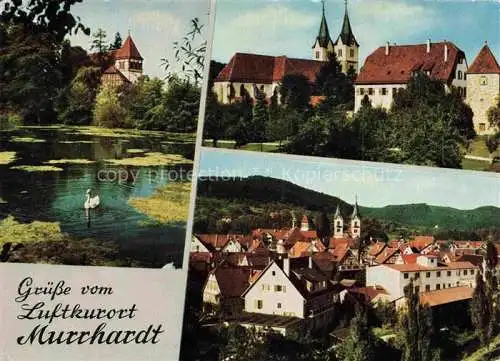 AK / Ansichtskarte Murrhardt Feuersee mit Walterichskirche Stadtkirche mit Hexenturm Stadtansicht