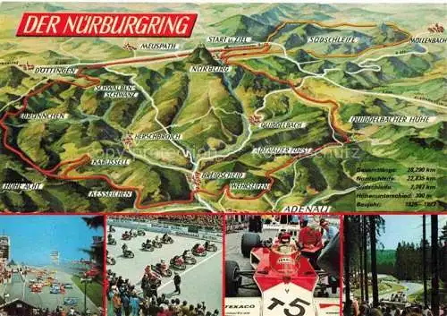 AK / Ansichtskarte Nuerburgring Autorennstrecke Eifel Panoramakarte aus der Vogelperspektive Autorennen Motorradrennen