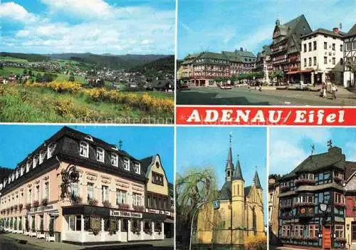 AK / Ansichtskarte Adenau Ahrweiler Rheinland-Pfalz Panorama Motive Stadtzentraum Hotel Gasthof Fachwerkhaeuser Kirche