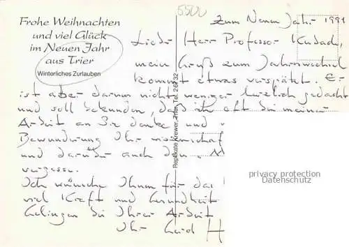 AK / Ansichtskarte TRIER Winterliches Zurlauben Weihnachtskarte Neujahrskarte