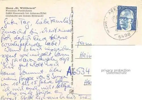 AK / Ansichtskarte Honerath Adenau Panorama Blick gegen Haus St. Willibrord Familenferienheim