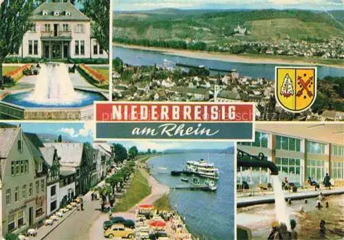 AK / Ansichtskarte Niederbreisig Panorama Blick ueber den Rhein Kurhotel Rheinpromenade Hallenbad