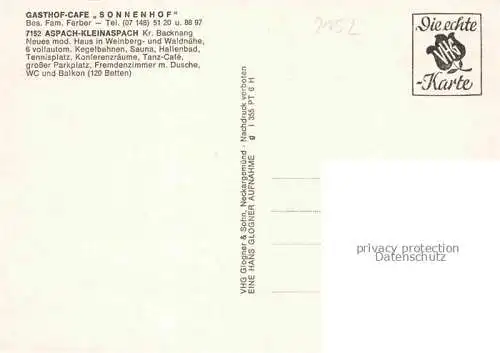 AK / Ansichtskarte Kleinaspach Aspach BW Gasthof Cafe Sonnenhof Hallenbad Gaststube