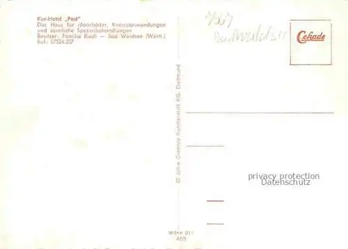 AK / Ansichtskarte Bad Waldsee Kurhotel Post Empfang Moorbad Bad Waldsee Speisesaal Wassertreten