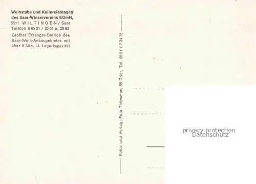 AK / Ansichtskarte Wiltingen Weinstube Kellereianlagen des Saar-Winzervereins Gastraum