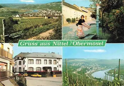 AK / Ansichtskarte Nittel Trier-Saarburg Rheinland-Pfalz Panorama Brunnen Ortszentrum Kurhotel Weinberge Mosel