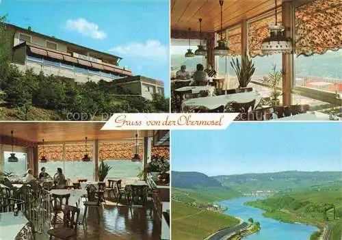 AK / Ansichtskarte Wincheringen Trier-Saarburg Rheinland-Pfalz Restaurant Pension Haus Moselblick Gastraum Panorama