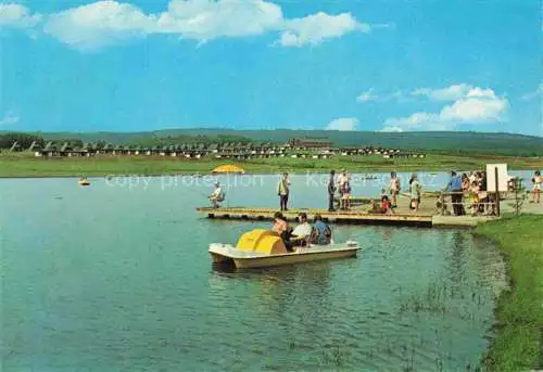 AK / Ansichtskarte Kell See Trier Hochwald Rheinland-Pfalz Bootsanlegestelle Feriendorf Luftkurort