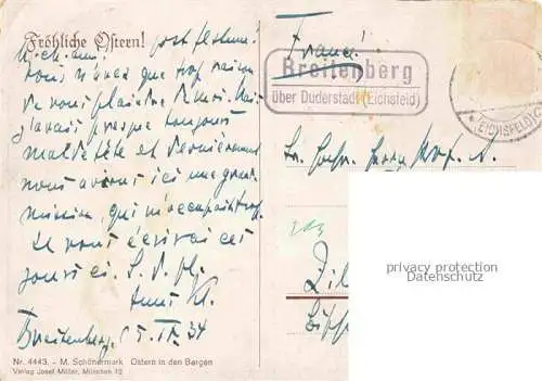 AK / Ansichtskarte SCHoeNERMARK M. Kuenstlerkarte Nr. 4443 Ostern in den Bergen 