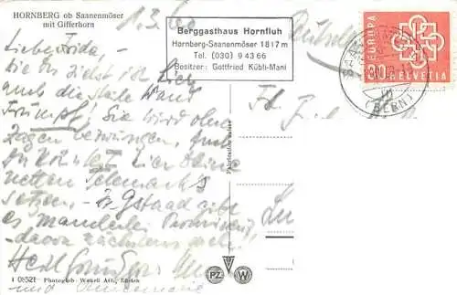 AK / Ansichtskarte Hornberg Saanenmoeser BE Berggasthaus Hornfluh mit Gifferhorn